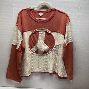 POL LONG SLEEVE PEACE PATCHWORK&CROCHET